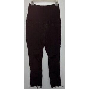 Shein distressed  Maternity Women's full panel jeans Sz Med Black Denim stretchy